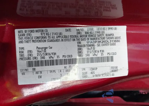 2013 Ford Focus Se из США, поврежденный, VIN 1FADP3K26DL313660